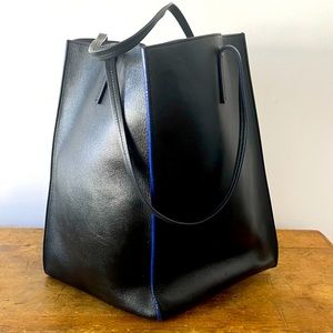 Maiyet Leather Sia Shopper Tote - Black with blue details